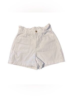 Zara High-Waisted White Mom Cotton Paperbag Waist Shorts Size 6